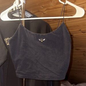 Garage Black Velour Bee-Embroidered Cami